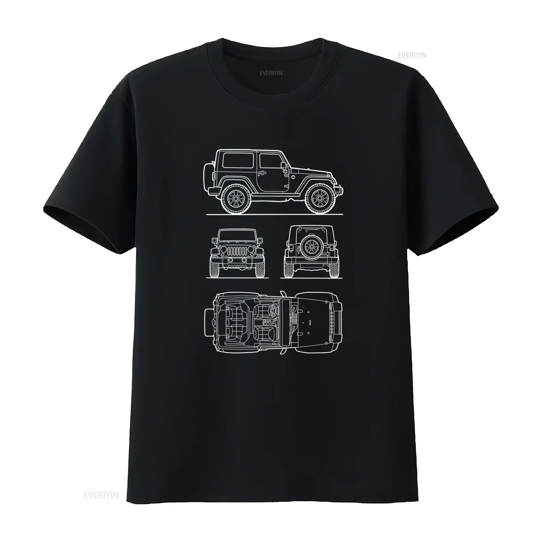 Vintage Fashion Drawings - เสื้อยืดผู้ชาย Off Road SUV Rubicon ลายพิมพ์ดีไซน์หรูหรา