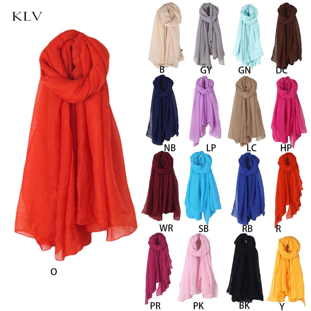 Vintage Fashion Hijab - 2020 แฟชั่นผู้หญิงใหม่ 16 สียาวผ้าพันคอผ้าพันคอผ้าฝ้ายผ้าลินินผ้าคลุมไหล่ขนาดใหญ่ Hijab Elegant