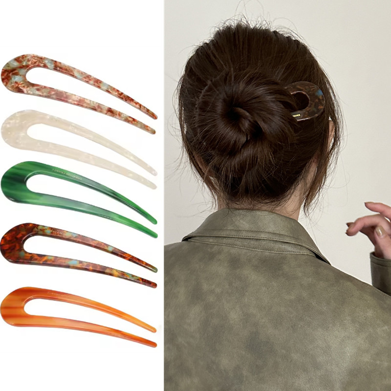 Vintage Fashion Style Female - U-รูปหญิง Hairpin แฟชั่น Mineral ลวดลายลูกชิ้น Hairpin
