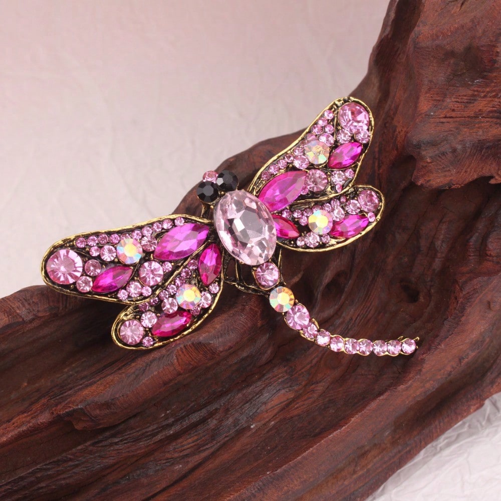 เข็มกลัดรูปแมลงปอประดับเพชรเที - Vintage Fashion Retro Outfit บทวิจารณ์และราคา