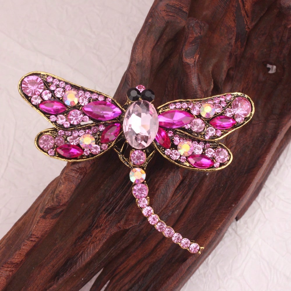เข็มกลัดรูปแมลงปอประดับเพชรเที - Vintage Fashion Retro Outfit บทวิจารณ์และราคา