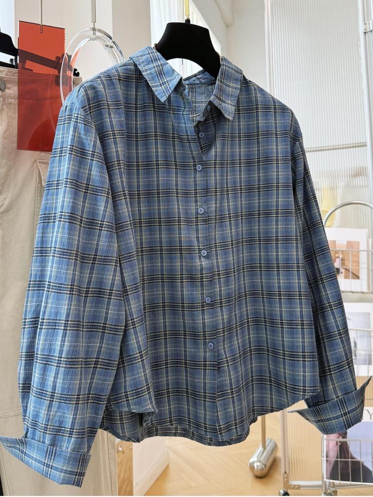 เสื้อเชิ้ตผู้หญิงลายสก็อตวินเท - Vintage Fashion Style Female บทวิจารณ์และราคา