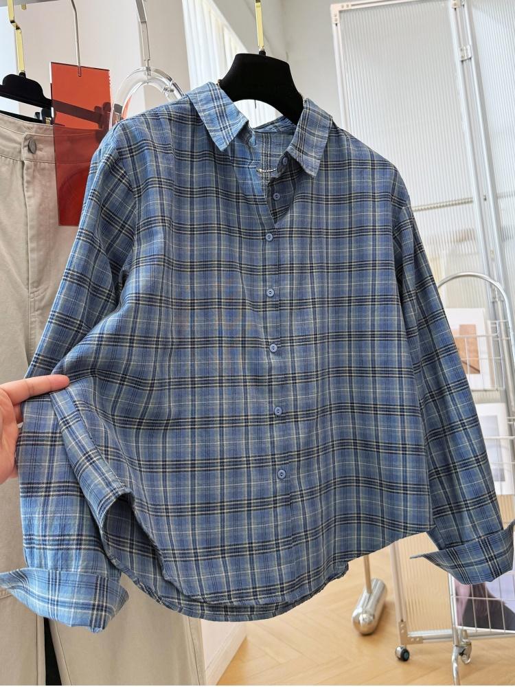 เสื้อเชิ้ตผู้หญิงลายสก็อตวินเท - Vintage Fashion Style Female บทวิจารณ์และราคา