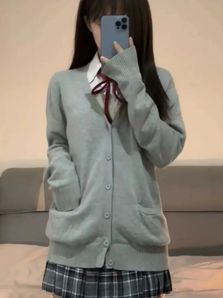 เสื้อคาร์ดิแกนไหมพรมแขนยาวสไตล - Vintage Fashion Style Female บทวิจารณ์และราคา