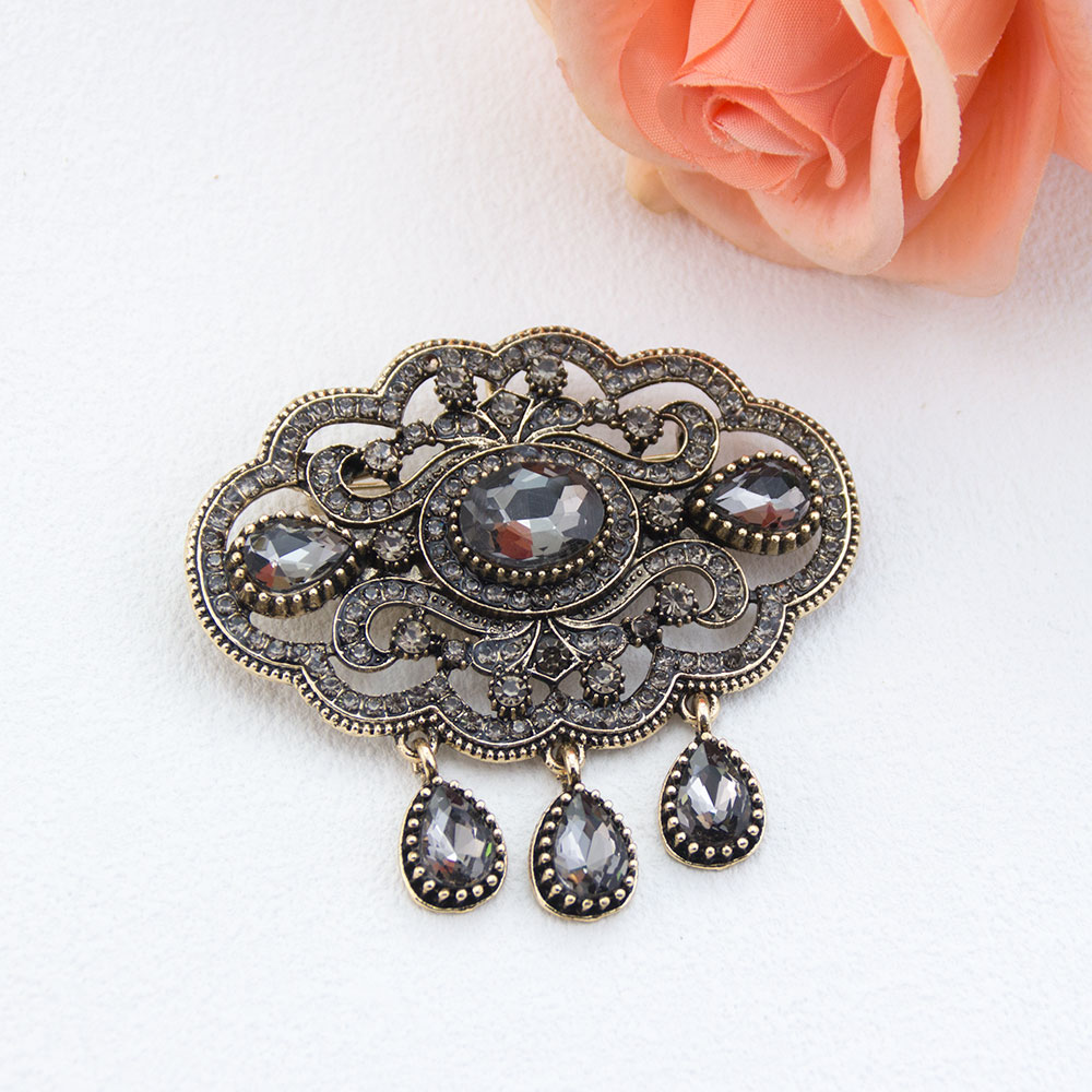 เข็มกลัดคริสตัลสีเทาสไตล์วินเท - Vintage Fashion Hijab บทวิจารณ์และราคา