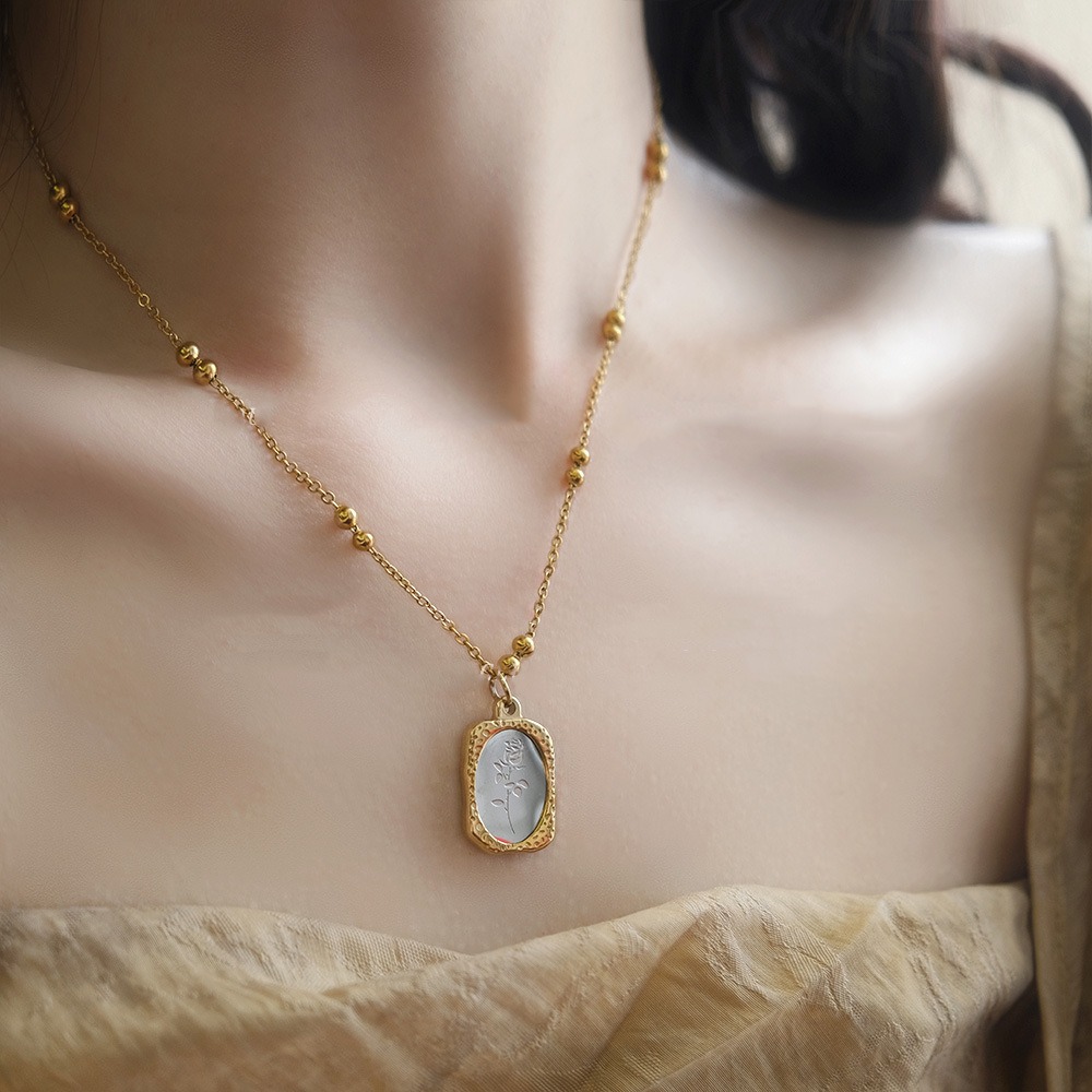 สร้อยคอจี้กุหลาบแกะสลักวินเทจส - Vintage Fashion Tags บทวิจารณ์และราคา