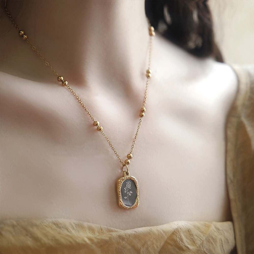 สร้อยคอจี้กุหลาบแกะสลักวินเทจส - Vintage Fashion Tags บทวิจารณ์และราคา