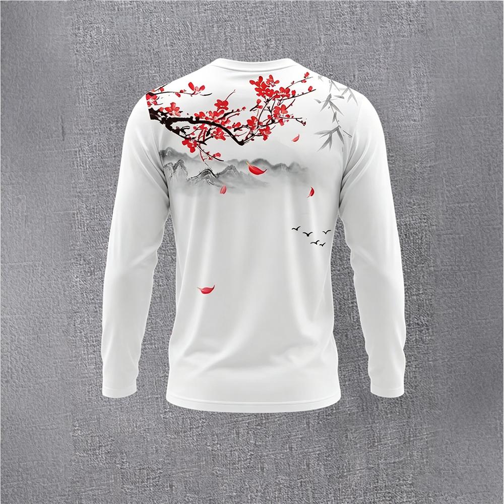 เสื้อยืดแขนยาวลายดอกพลัมสไตล์จ - Vintage Fashion T Shirts บทวิจารณ์และราคา