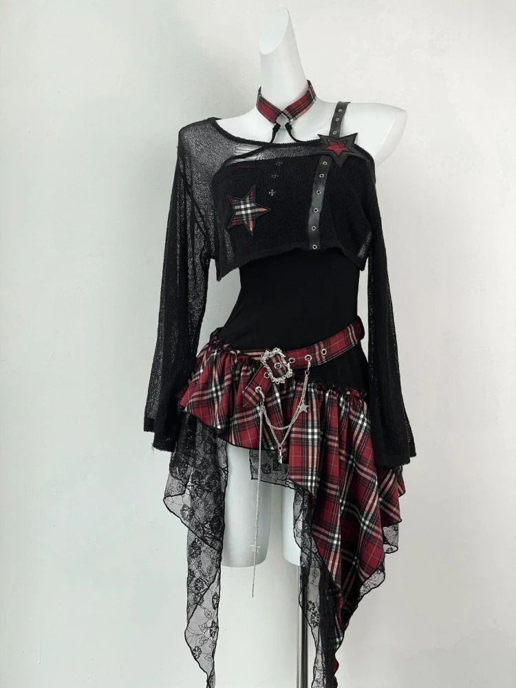 แฟชั่นฮาราจูกุ สไตล์สลิม กอธิค - Vintage Fashion Retro Outfit บทวิจารณ์และราคา