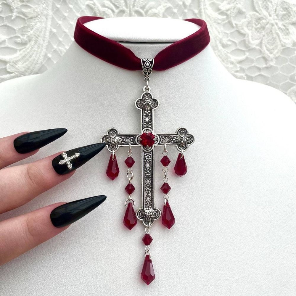 สร้อยคอจี้กางเขนขนาดใหญ่สไตล์เ - Vintage Fashion Retro Outfit บทวิจารณ์และราคา