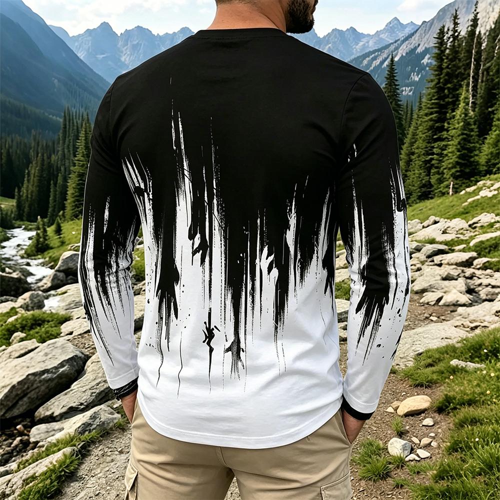 เสื้อยืดแขนยาวผู้ชายลายไล่เฉดส - Vintage Fashion T Shirts บทวิจารณ์และราคา