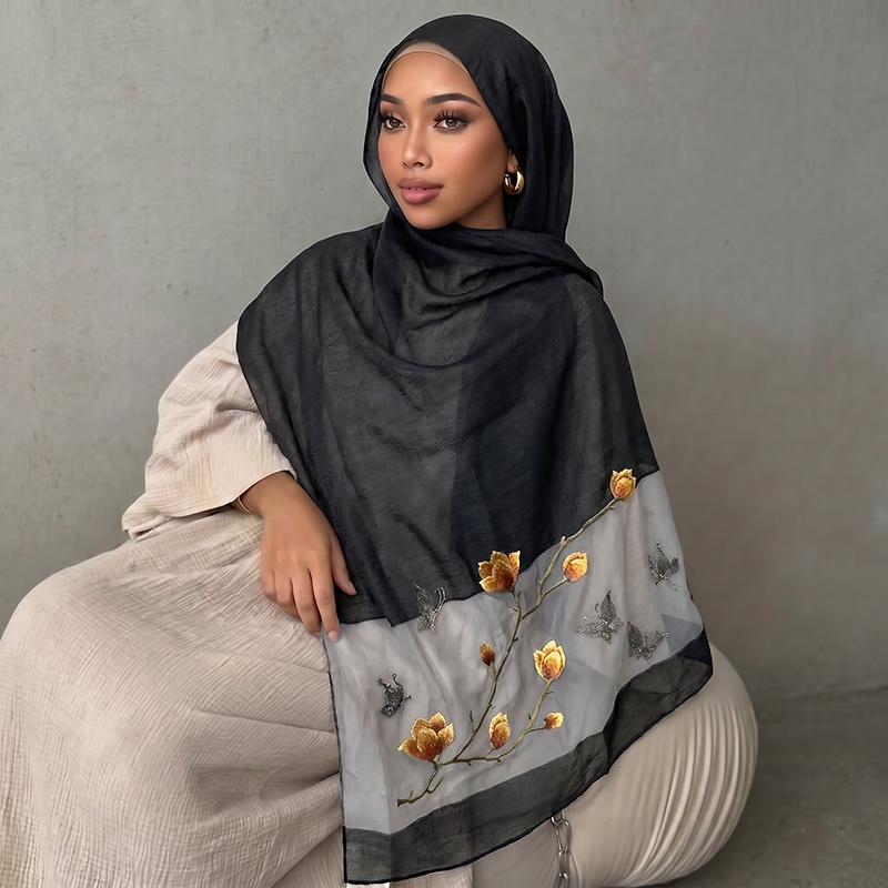 ผ้าพันคอพิมพ์ลาย ฮิญาบ ผ้าพันค - Vintage Fashion Hijab บทวิจารณ์และราคา